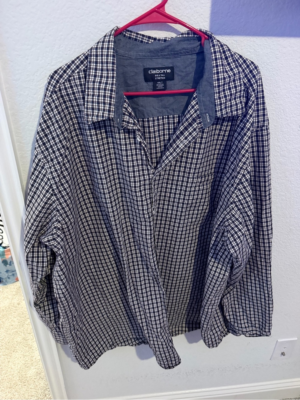 Big and Tall 4XLT Claiborne Men's Black & White Plaid Button-Up Shirt Jacket